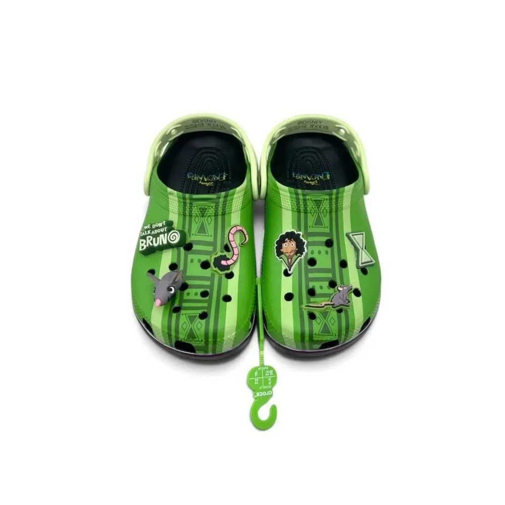 Crocs Encanto Bruno Classic Clog Kids J2 Disney Green Slip On Shoes Jibbitz New